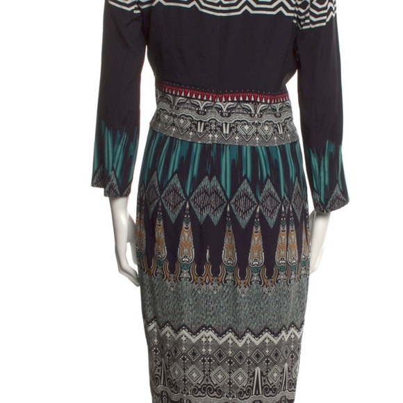 Etro Geometric Patterned Dress - Black, Green, Brown - Picture 3 of 5